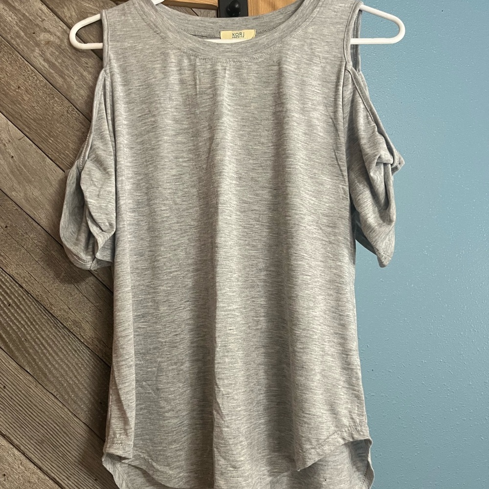 Kori Light Gray Cold Shoulder Tee